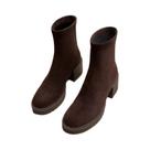 Botas De Salto Alto Femininas Em Suede, Estilo Chunky, Moda De Inverno, Sapatos De Designer Luxuosos Botas De Salto Alto Femininas Em Suede, Estilo Chunky, Moda De Inverno, Sapatos De Designer Luxuosos
