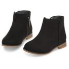 Botas de tornozelo Fupoia Girls Fashion, camurça curta, salto baixo, pretas