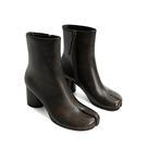 Botas de tornozelo Gengzai Brown com bico dividido e salto alto para mulheres
