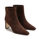 Botas de tornozelo MICIFA Chunky de salto baixo em camurça marrom para mulheres