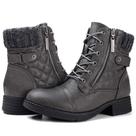 Botas de tornozelo STQ femininas de salto baixo com cadarço cinza Combat 7.5