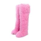 Botas DOXIMFC Over the Knee Fur para mulheres rosa choque tamanho 12