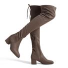 Botas DREAM PAIRS Laurence Over The Knee com Salto Grosso na Cor Caqui