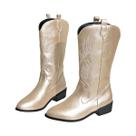 Botas Femininas Country Western Cano Médio plus Size Douradas, Prateadas E Pretas - Estilo Retrô Da