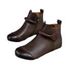 Botas Femininas Curtas Retrô - Sintéticas, Bico Redondo e Estilo Slip-on