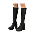 Botas Femininas De Inverno De Salto Alto Até O Joelho Com Salto Quadrado, Casuais, Longas, Estilo