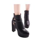 Botas Femininas De Salto Alto Com Zíper Lateral, Cor Sólida, Bico Redondo, Moda Outono Inverno,