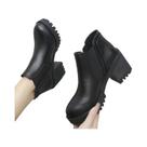 Botas Femininas de Salto Grosso - Bico Redondo, Cor Sólida - Outono/Inverno