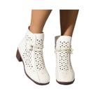 Botas Femininas De Verão Com Salto Médio Vazado, Respiráveis, Confortáveis, Sola Macia, Estilo Retrô