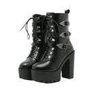 Botas Femininas Punk Góticas De Motociclista Com Salto Alto Plataforma E Fivelas Moda Inverno