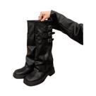 Botas Femininas Retrô De Cano Alto Com Salto Médio Para Outono/Inverno
