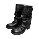Botas Femininas Retrô Marrom Estilo Cowboy Ocidental, Botas Curtas De Cano Baixo Com Salto Grosso E