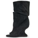 Botas femininas Rhineshell, desleixadas, com cunha na panturrilha, pretas, tamanho 6