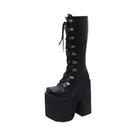 Botas Femininas Y2K Over the Knee com Zíper Lateral e Plataforma