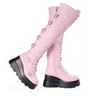 Botas Gothniero Pink Platform na altura do joelho para mulheres, tamanho 35-43