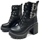 Botas MEOTINA plataforma com salto grosso, zíper lateral e cadarço