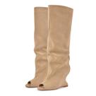 Botas Rhineshell Wedge Knee de salto alto para mulheres marrons 6.5