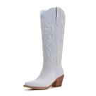 Botas western cowboy AITTA de camurça, cano até o joelho, azul, tamanho US 7