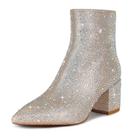 Botas wetkiss Rhinestone para mulheres, champanhe, tornozelo, salto baixo