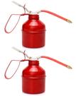 Bote de Aceite QWORK Bomba Manual de Acero Rojo 400ml Paquete de 2