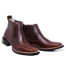 Botina Baladeiros Texana Country Masculina Couro Tabaco Com