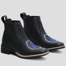 Botina Bota Country Texana Feminina Bico Quadrado Bordado Terço