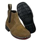 Botina Infantil Aragoni Couro Nobuck Camel Com Bordado Florão Ref. A301
