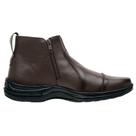 Botina Masculina Comfort Couro Zebu Bota Macia Zíper Lateral