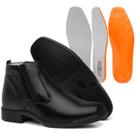 Botina Masculina Couro Legitimo Macio Antistress Palmilha Conforto 1500 Preto