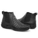 Botina Masculina Escamada em Couro Legítimo Comfort Preta Marrom Passeio Trabalho Casual - MODELO 7777