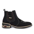 Botina Texana Masculina Couro Nobre Solado Costurado Preto
