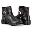 Botinha Bota Feminina Cano Curto Fivela e Zíper Salto Baixo Marrom Casual 707 adv