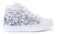 Botinha Branca Para Colorir Menina Infantil Escolar Macia Nf