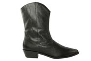 Botinha Feminina Western Cano Médio em Couro Preto - Cód 62503