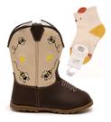 Botinha Texana Infantil Bebê Sapatinho Country Macio + Meias