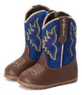 Botinha Texana Masculina Infantil Bebe Cano Longo Azul Ziper