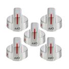 Botões de fogão Anniparts em aço inoxidável, substituição de 5 peças