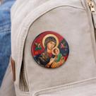 Boton Medalha de Nossa Senhora do Perpétuo Socorro Alumínio Broche Alfinete