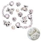 Botton Charm Pingente Babuche Papete Strass Luxo Ursinho Prata Kit 12