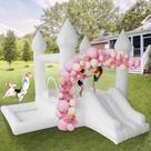 Bounce House Castle AKSPORT inflável branco com escorregador 270x270x210cm