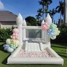 Bounce House Cessbong inflável branco para crianças com piscina de bolas