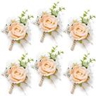 Boutonnière Serwalin Rosa Champagne para Boda 6 piezas