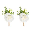 Boutonnieres Meldel Ivory White Rose para casamento masculino (2 unidades)
