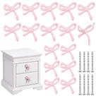 Bow Knobs MorningRo 4 x 2,5 cm, metal, rosa, 8 peças vintage