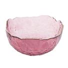 Bowl de Cristal de Chumbo Martelado com Borda Dourada Rosa Taj 16,5x8cm