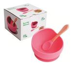 Bowl De Silicone Com Ventosa Rosa + Colher - Turminha Guará