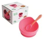 Bowl De Silicone Com Ventosa Rosa + Colher - Turminha Guará