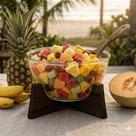 Bowl De Vidro Borossilicato C/ Suporte Madeira Acácia 2,7l