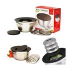 Bowl Inox 24cm com Ralador 3 em 1 Multiuso Cozinha Prático