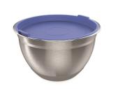 Bowl tigela em inox 2,1 litros com base silicone e tampa em PP 20 cm